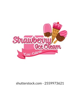 Strawberry Ice Cream Logo Design Royalty Free Clipart, Vectors, and Stock Illustration.