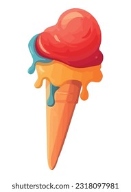 strawberry ice cream melts into summer sweetness icon isolated