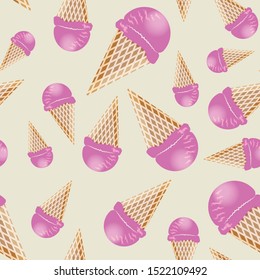 
Strawberry ice cream pattern on a light background.