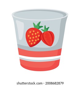 strawberry ice cream pot isolated icon