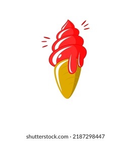 Strawberry Ice Cream Red Vector