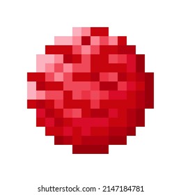 Strawberry ice cream scoop pixel art. Vector illustration.