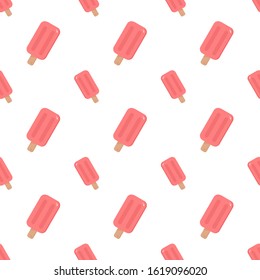 Strawberry ice cream seamless pattern, pink and cute