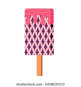 strawberry ice cream sticks topped with sticky sprinkles and melted strawberry. ice cream illustration element