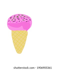 Strawberry ice cream with topping  Vector illustration