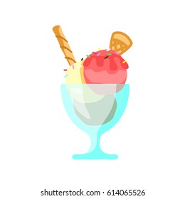 Strawberry ice cream vector