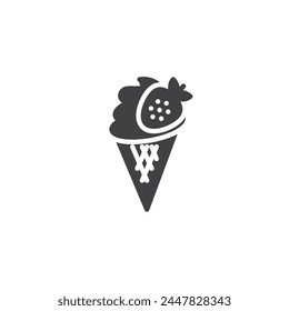 Icono de Vector de helado de fresa. signo plano relleno para concepto móvil y Diseño web. Icono de glyph de cono de helado. Símbolo, ilustración del logotipo. Vector gráfico