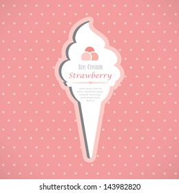 Strawberry ice cream - vector illustration