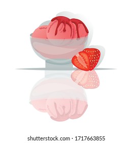 Strawberry ice cream. Vector illustration.