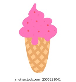 Strawberry ice cream vector illustration. delicious ice cream. sweet ice cream.