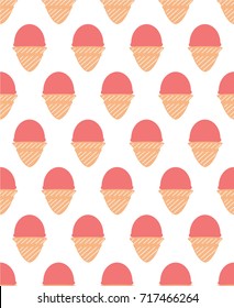 Strawberry ice-cream cone pattern - seamless background