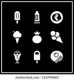 strawberry icon. 9 strawberry vector set. cream, breakfast, popsicle and ice cream icons for web and design about strawberry theme