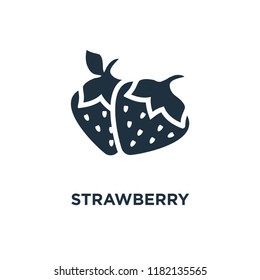 Strawberry icon. Black filled vector illustration. Strawberry symbol on white background. Can be used in web and mobile.