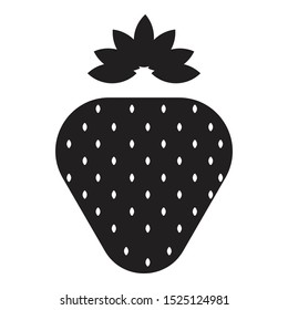strawberry icon black and isolated vector illustration