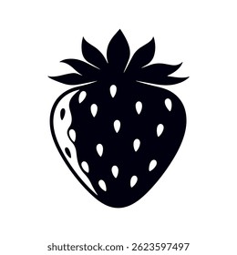 Strawberry Icon – Black and White Silhouette Design