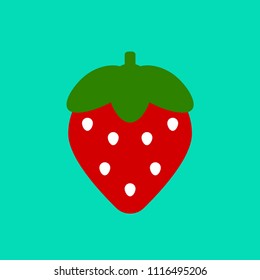 Strawberry icon, cartoon berry. Vector graphic design