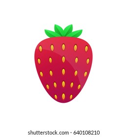 Strawberry icon. Cartoon strawberry for sticker or summer cards, posters, banners etc.