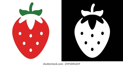 Strawberry Icon Clipart Flat Vector Set Outline Illustration