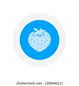 strawberry icon. Icon in colored circle with gray bold border. Web button, modern flat design