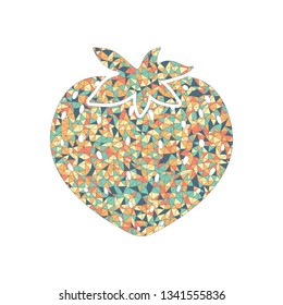 strawberry icon. Colored mosaic with polygons