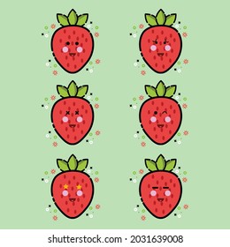 Strawberry icon cute with colour