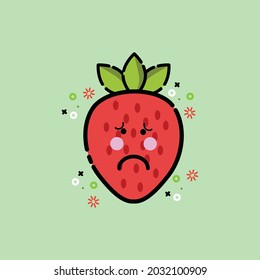Strawberry icon cute with colour