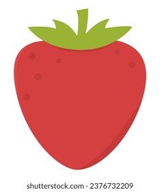 Icono de fresa, linda ilustración vectorial de frutas de jugo. Alimentos naturales, veganos, vegetarianos y sanos, para una dieta nutricional. Símbolo rojo de fresa en fondo plano