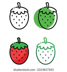 Strawberry icon design in four variation color