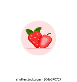 Strawberry icon designed in colorful flat style in fruit illustration theme