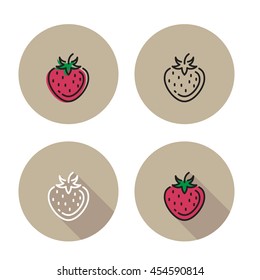 Strawberry icon in different styles
