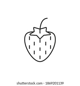 Erdbeersymbol-Element des Fruchtsymbol für mobiles Konzept und Web-Apps. Dünne Linien Erdbeeren Symbol kann für Web und mobile verwendet werden. Premium-Symbol auf weißem Hintergrund