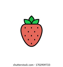 strawberry icon filled outline vector illustration. isolated on white background