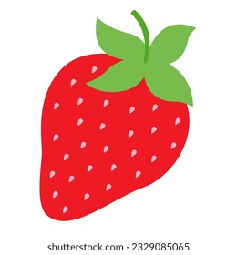 Strawberry icon in flat cartoon style. Vector illustration, isolated on white background. Healthy nutrition menu, farm market element