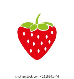 Strawberry icon. Flat color design. Vector illustration.