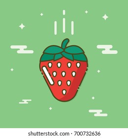 Strawberry icon in flat design