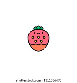 Strawberry icon, flat design line art thin style, Valentines day signs and love symbols, Wedding infographics. Colorful icon on a white background, Vector illustration