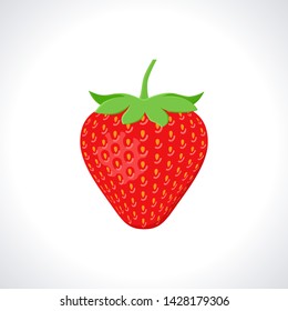Strawberry icon in flat design. Vector illustration. Sweet red berry isolated on white background.