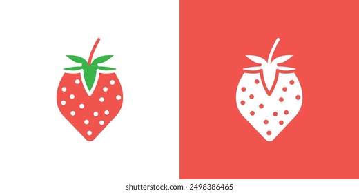 Strawberry icon flat line symbol set.