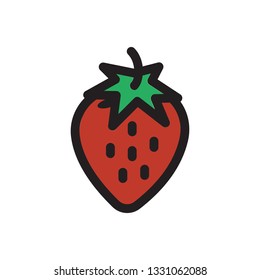 strawberry icon in flat style isolated vector illustration on white transparent background