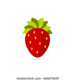 Strawberry icon in flat style on a white background
