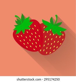 Strawberry icon. Flat vector illustration