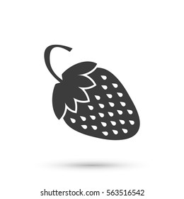 Strawberry icon. Flat vector illustration in black on white background. EPS 10