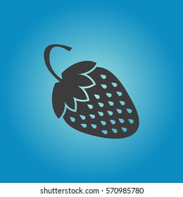 Strawberry icon. Flat vector illustration in black on white background. EPS 10