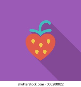 Strawberry icon. Flat vector related icon with long shadow for web and mobile applications. It can be used as - logo, pictogram, icon, infographic element. Vector Illustration.