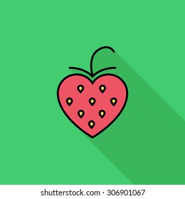 Strawberry icon. Flat vector related icon with long shadow for web and mobile applications. It can be used as - logo, pictogram, icon, infographic element. Vector Illustration.