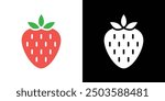Strawberry icon Flat vector set outline