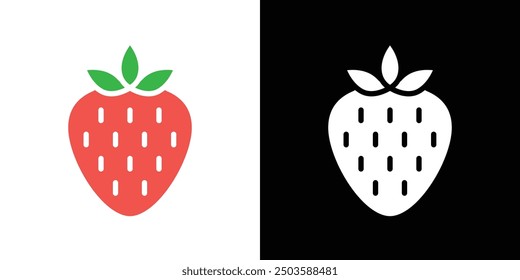 Strawberry icon Flat vector set outline