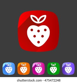 strawberry icon flat web sign symbol logo label set