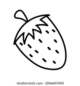 Icône fraise. Contour de fruits, symbole de la ligne de fraise. Design plat tendance pour site web, application mobile, logo. Illustration vectorielle en style doodle isolée sur fond blanc.