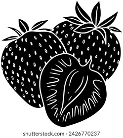 strawberry icon fruit logo of plant illustration leaf for tree vector nature silhouette and green shape garden as food to organic branch graphic leaves background healthy or growth of red